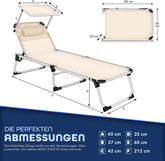 Ligbed - Ligstoel - Zonnebed - Opvouwbaar - Beige - Tillvex®